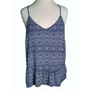 GAP Spaghetti Strap Navy White Boho Top Size Large